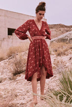 Load image into Gallery viewer, Retro Vacation Big Hem Bohemian Floral Midi Dress