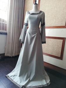 Halloween Round Neck Flared Sleeve waist Medieval Large Size Long Dress