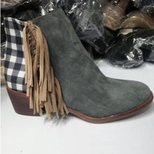 Load image into Gallery viewer, Women Ankle Boots Chunky Mid Heels Pumps Matin Vintage PU Tassel Shoes