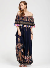 Load image into Gallery viewer, Women s Fashion Boho Floral off Shoulder Maxi Dress