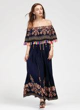 Load image into Gallery viewer, Women s Fashion Boho Floral off Shoulder Maxi Dress