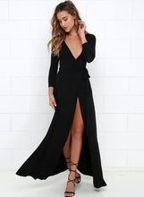 Load image into Gallery viewer, Women s Sexy Deep V Neck Long Sleeve Slit Maxi Dresses