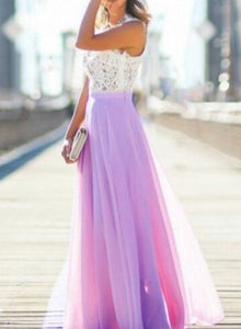 Elegant Sleeveless Lace Chiffon Evening Party Dress