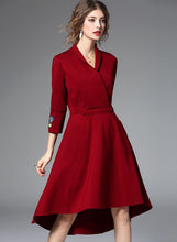 Load image into Gallery viewer, Women s Elegant V Neck 3/4 Sleeve High Low Party Dress